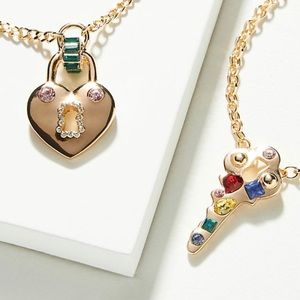 Anthropologie Super Smalls Lock & Key Necklace Set